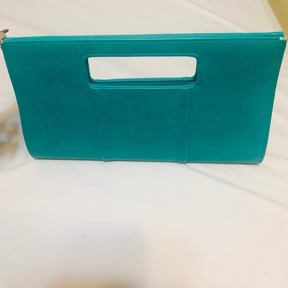 Turquoise clutch bag